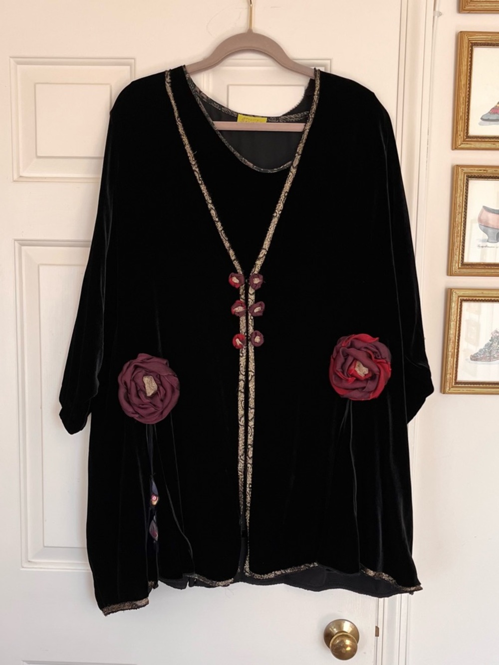2-Piece Giselle Shepatin Velvet Roses Jacket and Top, Size 2X